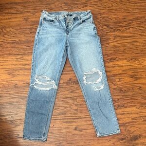 American Eagle Outfitters Light Blue Ripped Straight Leg Jeans